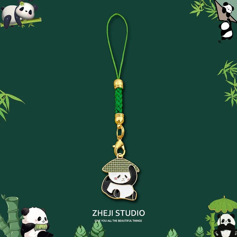 Porte-clés panda bambou tressé