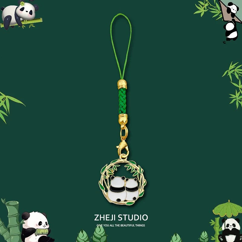 Porte-clés panda bambou tressé