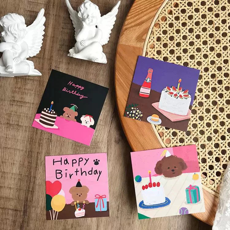 Carte de vœux – anniversaire, style dessin à la main et doodle