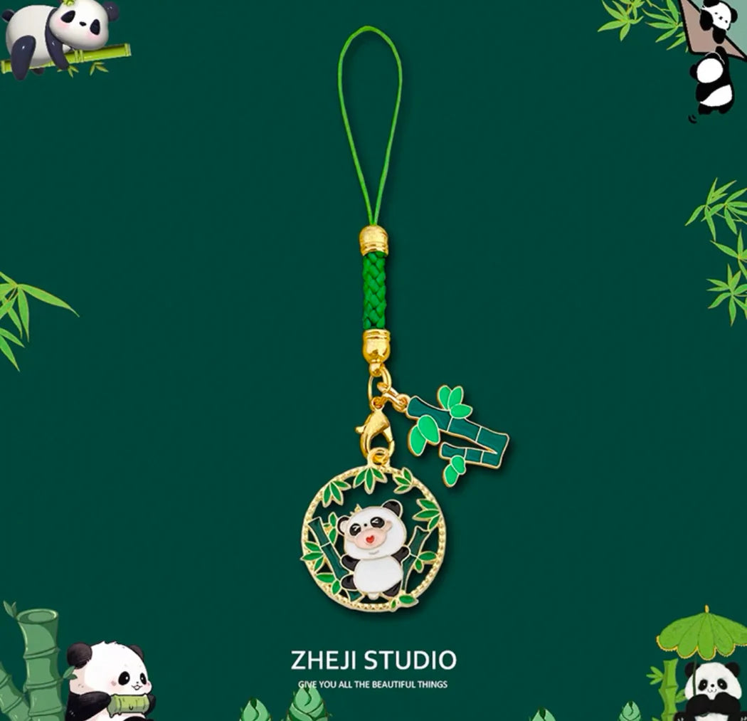 Porte-clés panda bambou tressé