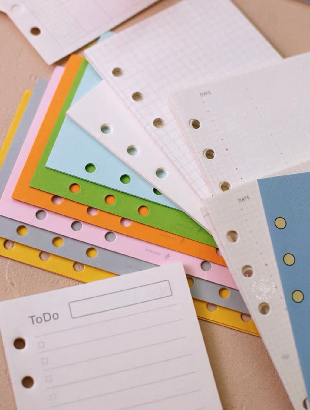 Recharges pour carnet – pages vierges, lignées, quadrillées et papier kraft– BENSTORE