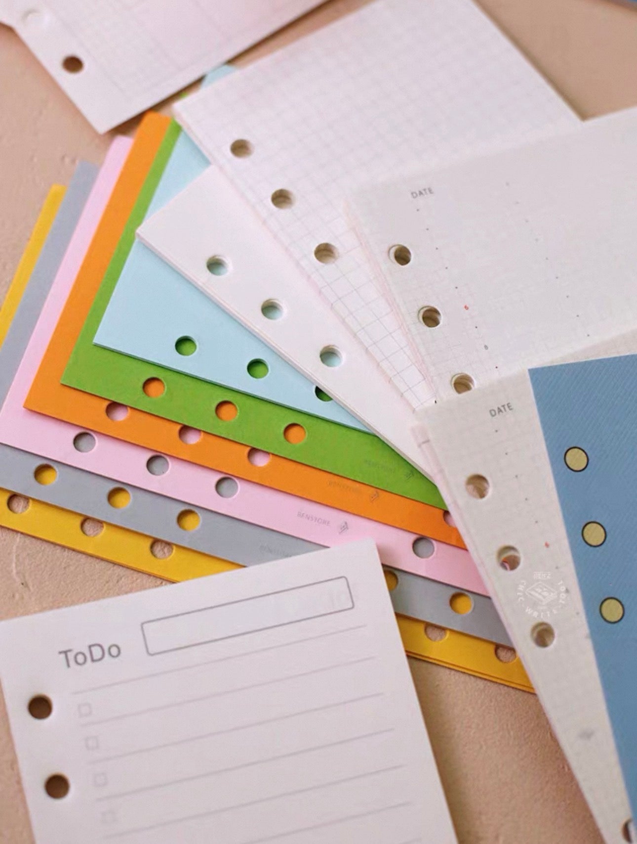 Recharges pour carnet – pages vierges, lignées, quadrillées et papier kraft– BENSTORE