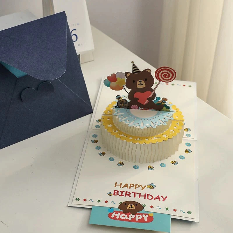 Carte de vœux 3D – gâteau d’anniversaire