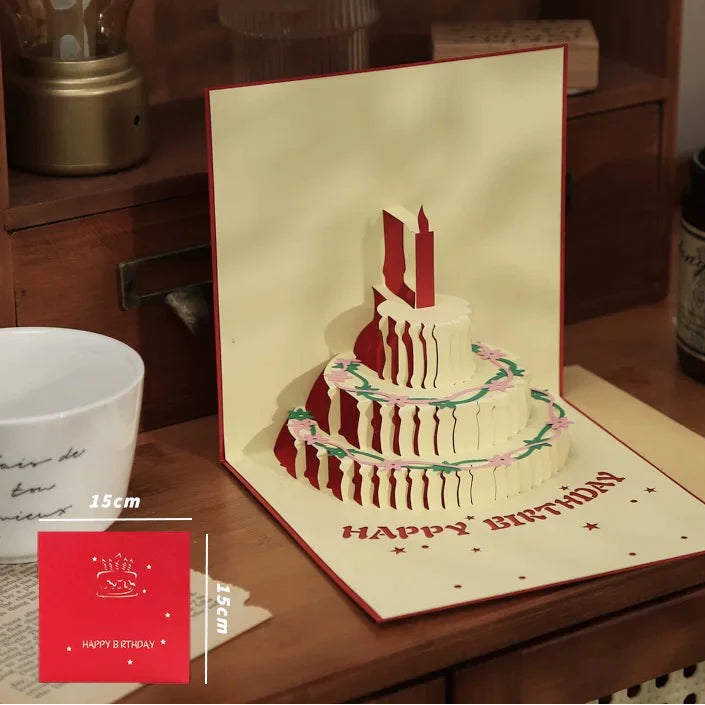 Carte de vœux 3D – gâteau d’anniversaire