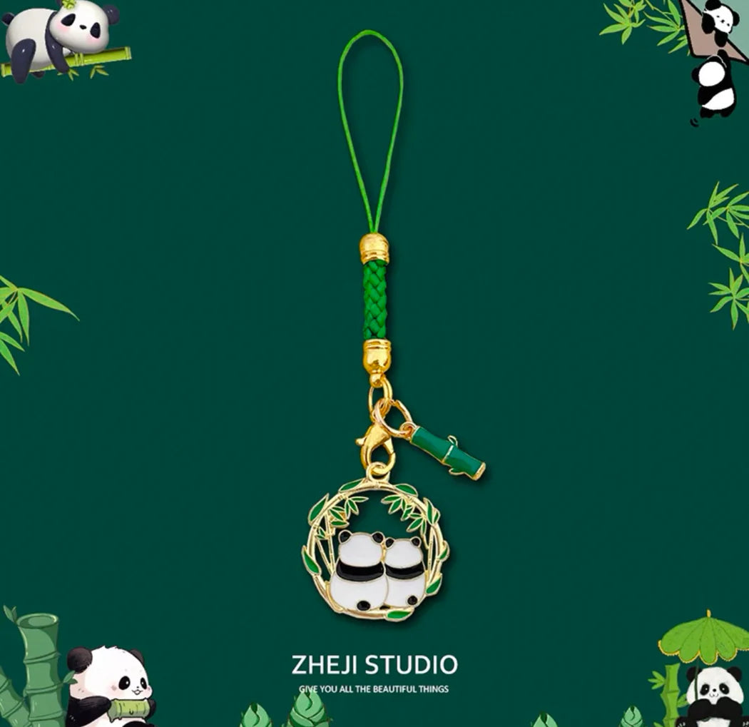 Porte-clés panda bambou tressé