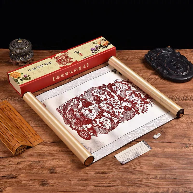 Papier découpé – rouleau décoratif de style chinois traditionnel, patrimoine culturel immatériel
