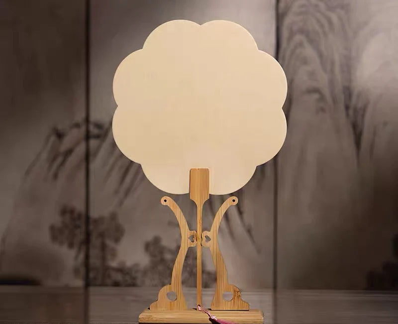 Éventail rond en papier Xuan – éventail traditionnel en papier de riz, DIY à peindre, épais, blanc