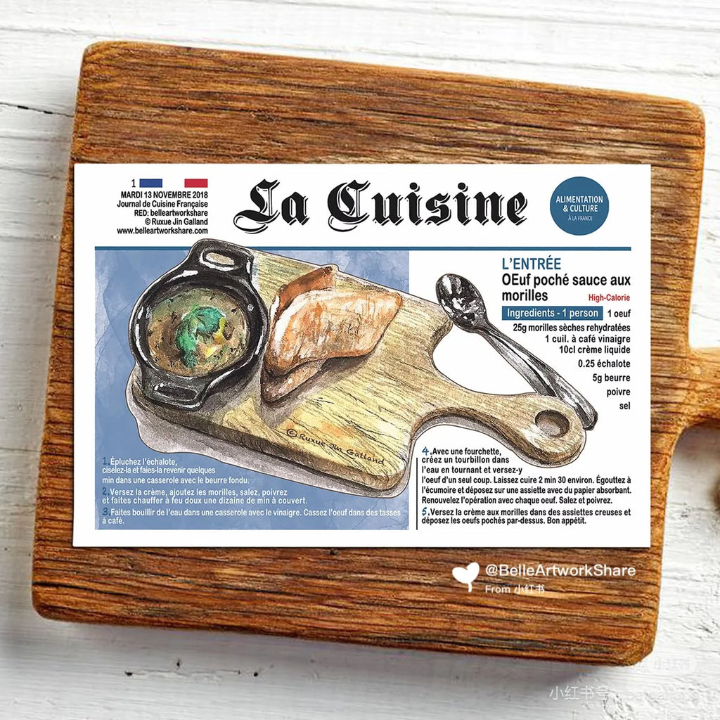 Carte postale par Belle Artwork - Journal des gourmandises françaises (1 pièce)
