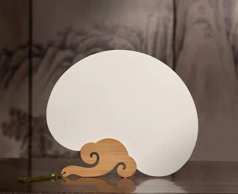 Éventail rond en papier Xuan – éventail traditionnel en papier de riz, DIY à peindre, épais, blanc