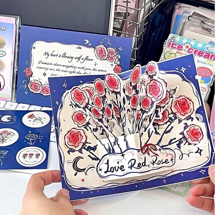 Carte de vœux 3D – bouquet de roses