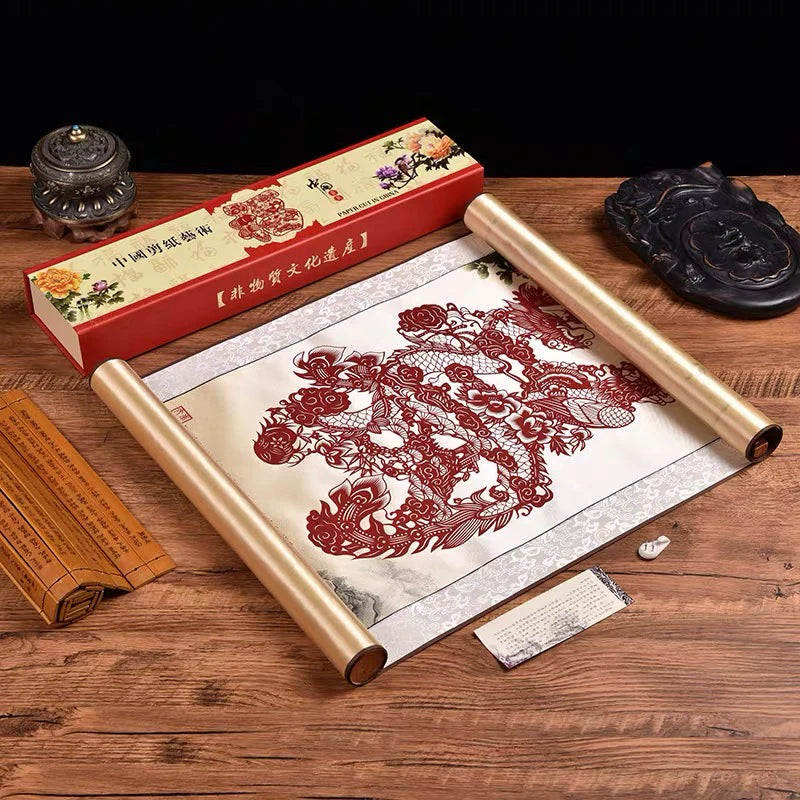 Papier découpé – rouleau décoratif de style chinois traditionnel, patrimoine culturel immatériel