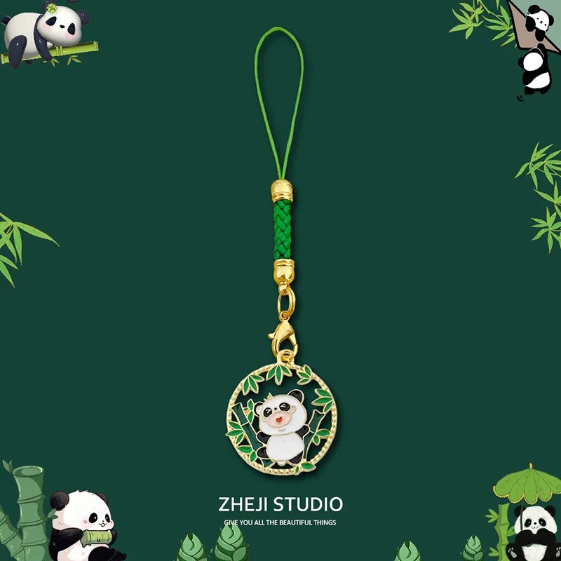 Porte-clés panda bambou tressé