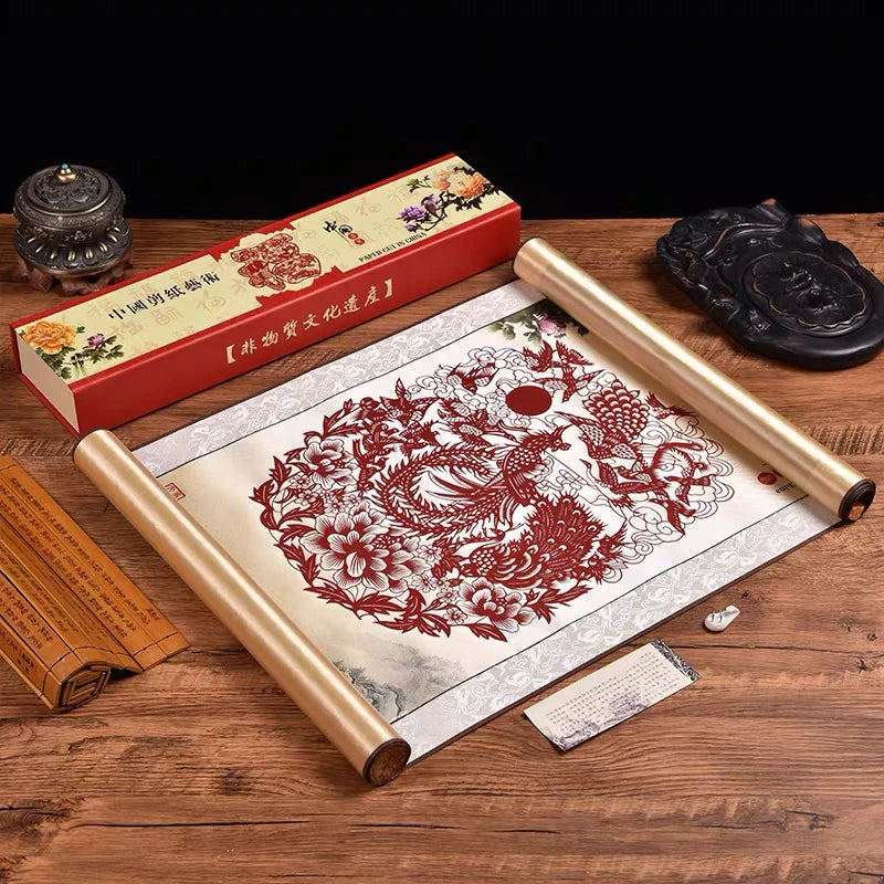Papier découpé – rouleau décoratif de style chinois traditionnel, patrimoine culturel immatériel