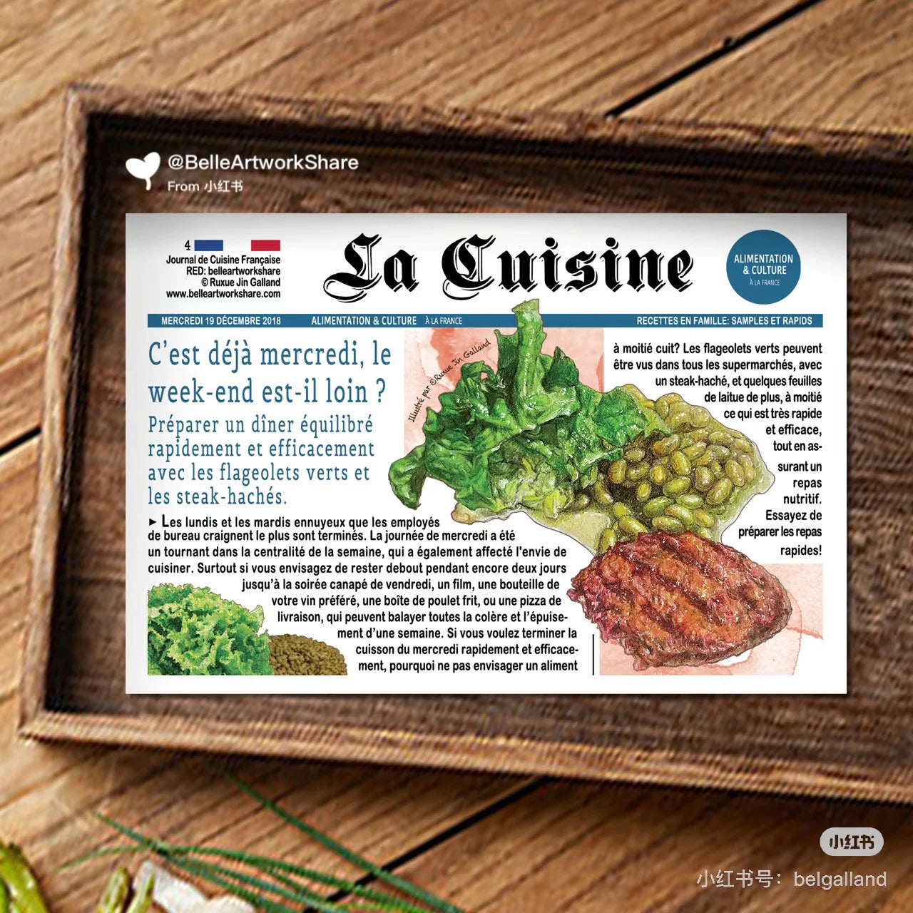 Carte postale par Belle Artwork - Journal des gourmandises françaises (1 pièce)
