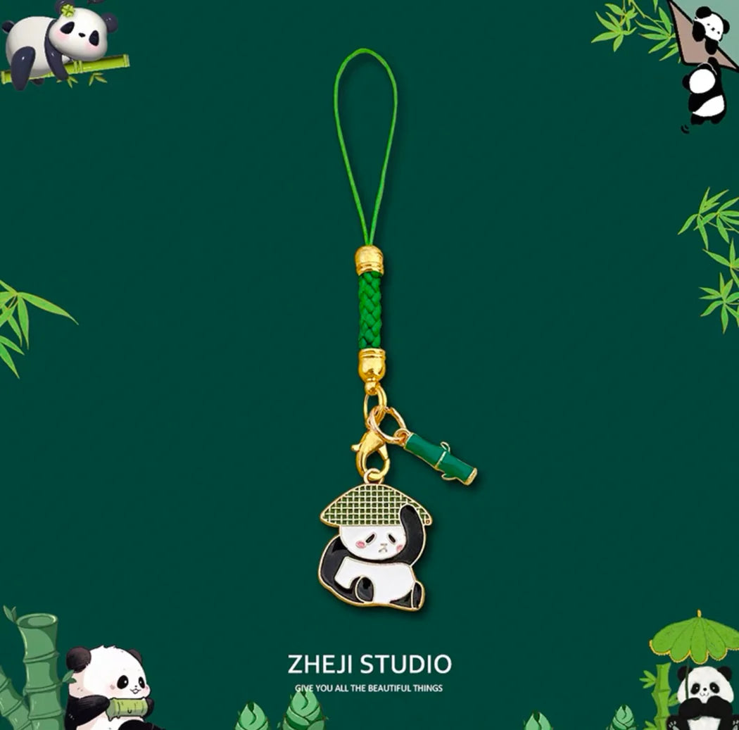 Porte-clés panda bambou tressé