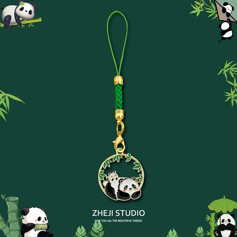 Porte-clés panda bambou tressé