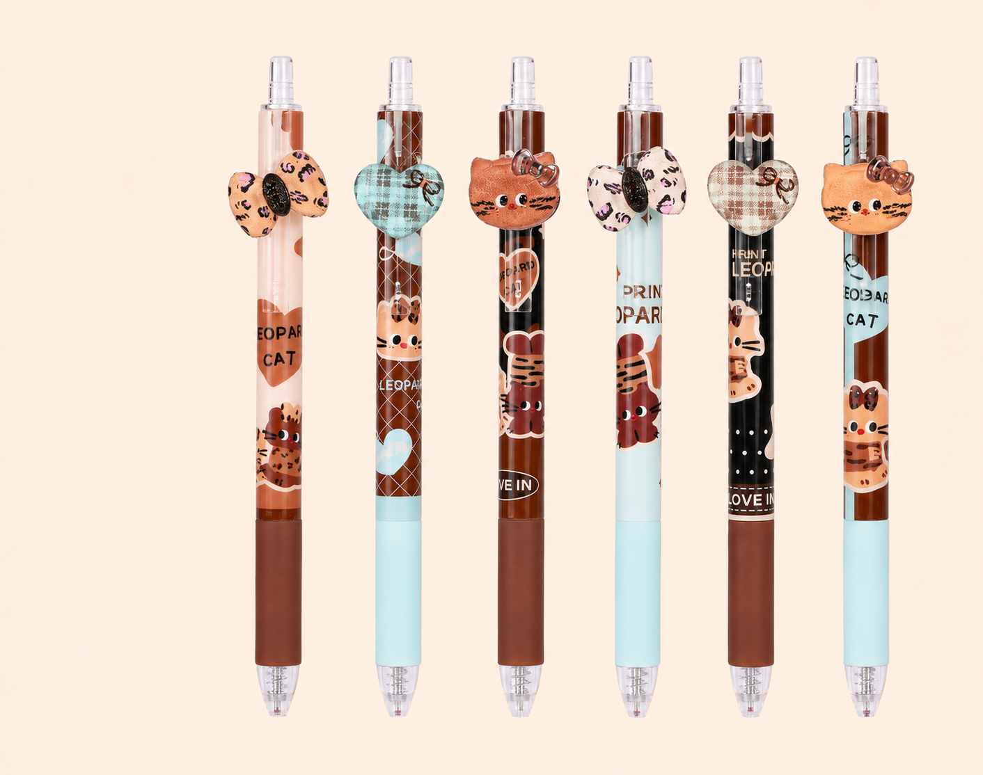 Stylo gel à clic Léopard Chat – Encre noire 0,5 mm