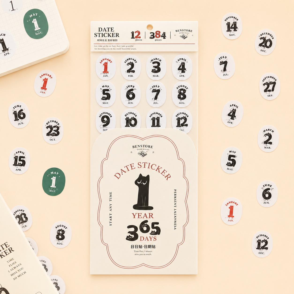 Lot de stickers par BENSTORE – chats, calendrier perpétuel