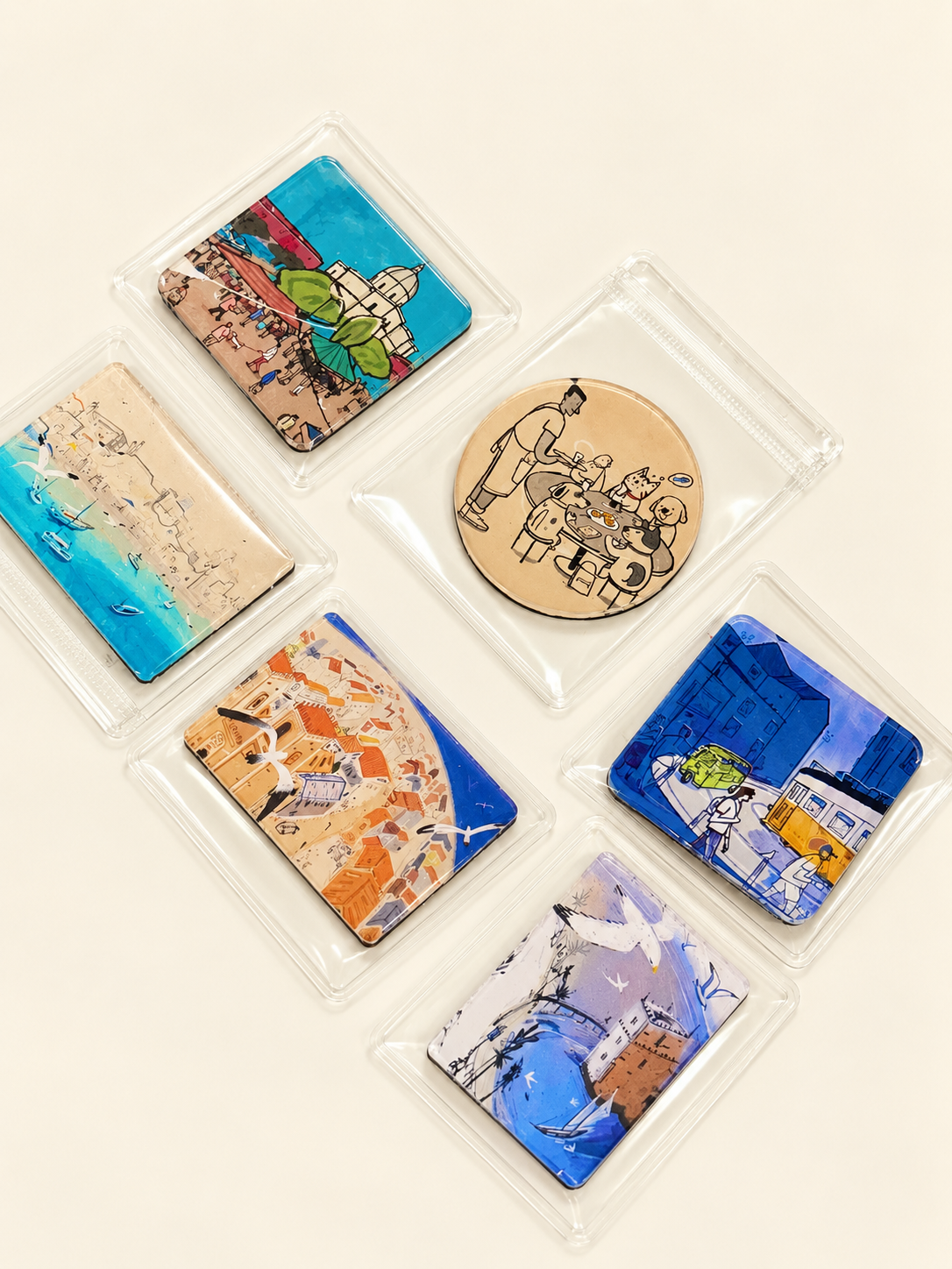 Magnet en acrylique illustré – Collection Lisbonne – Yi Zhou (Joe)
