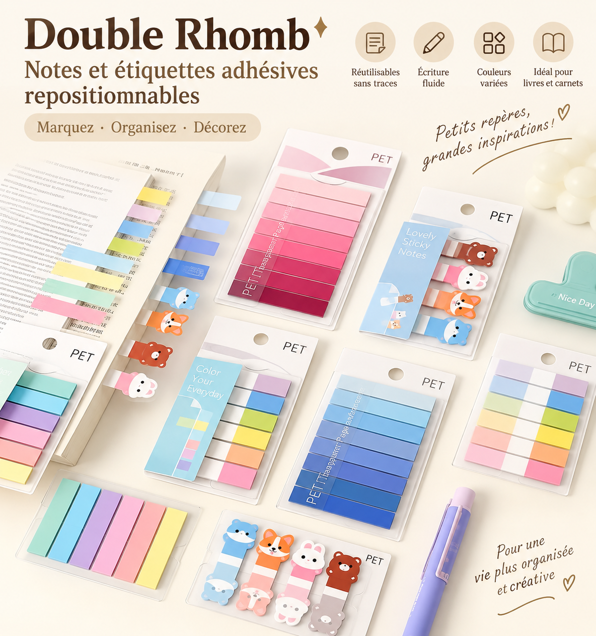 Double Rhomb – Notes et étiquettes adhésives repositionnables