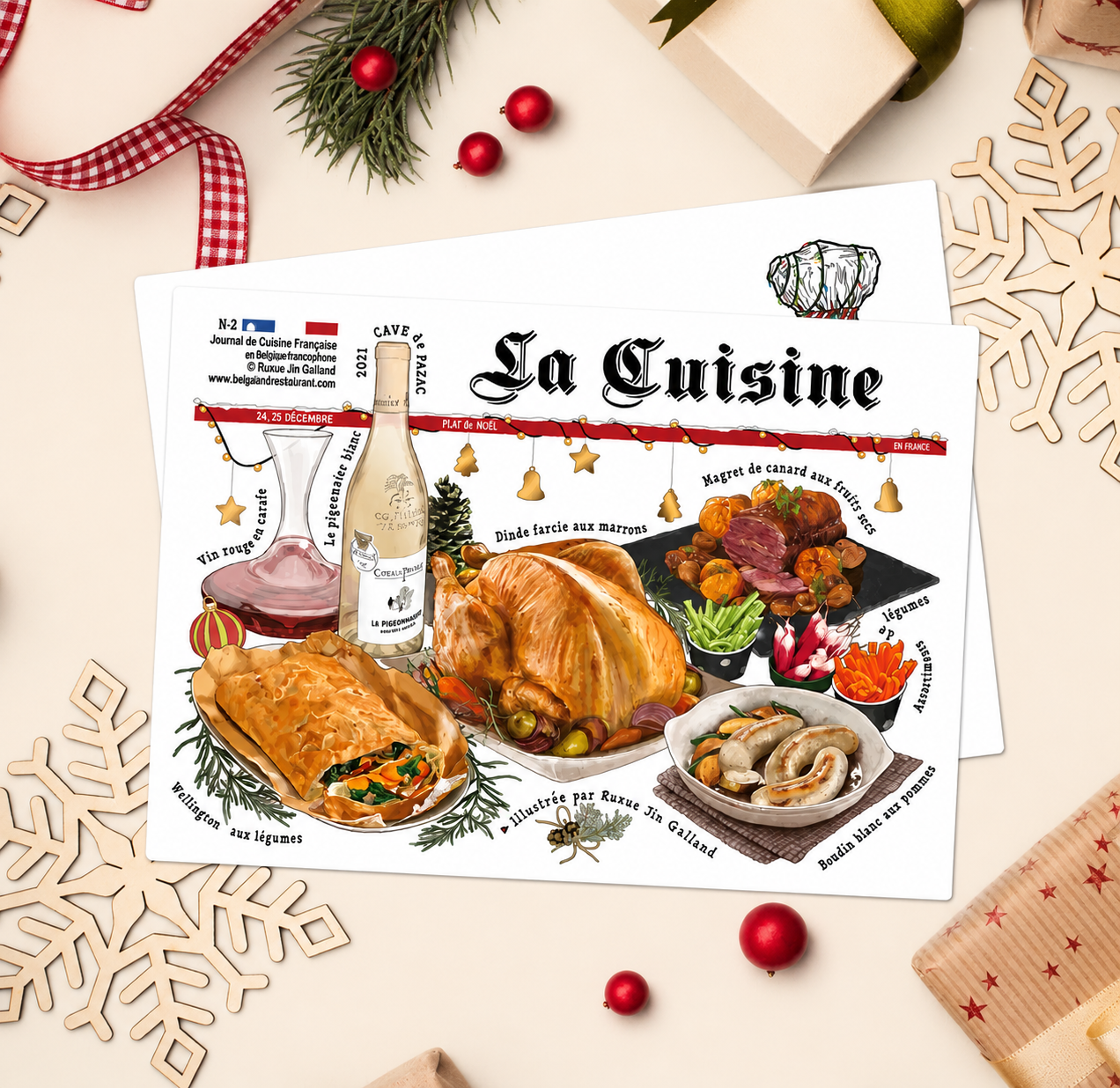 Carte postale par Belle Artwork - Journal des gourmandises françaises (1 pièce)