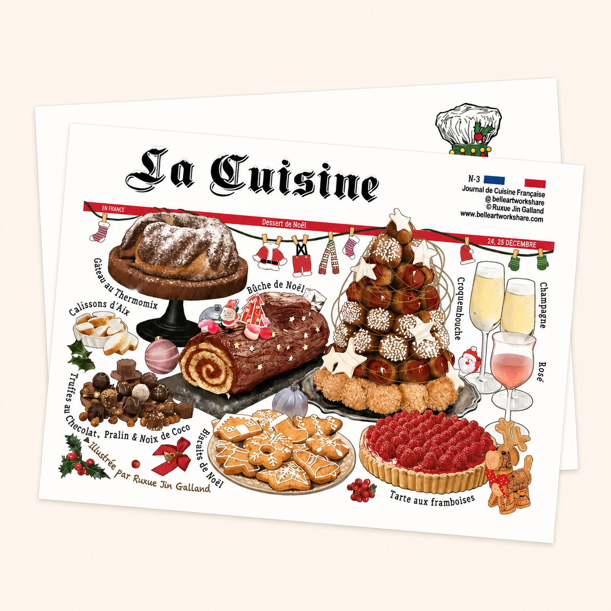 Carte postale par Belle Artwork - Journal des gourmandises françaises (1 pièce)