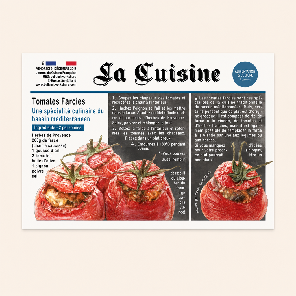Carte postale par Belle Artwork - Journal des gourmandises françaises (1 pièce)