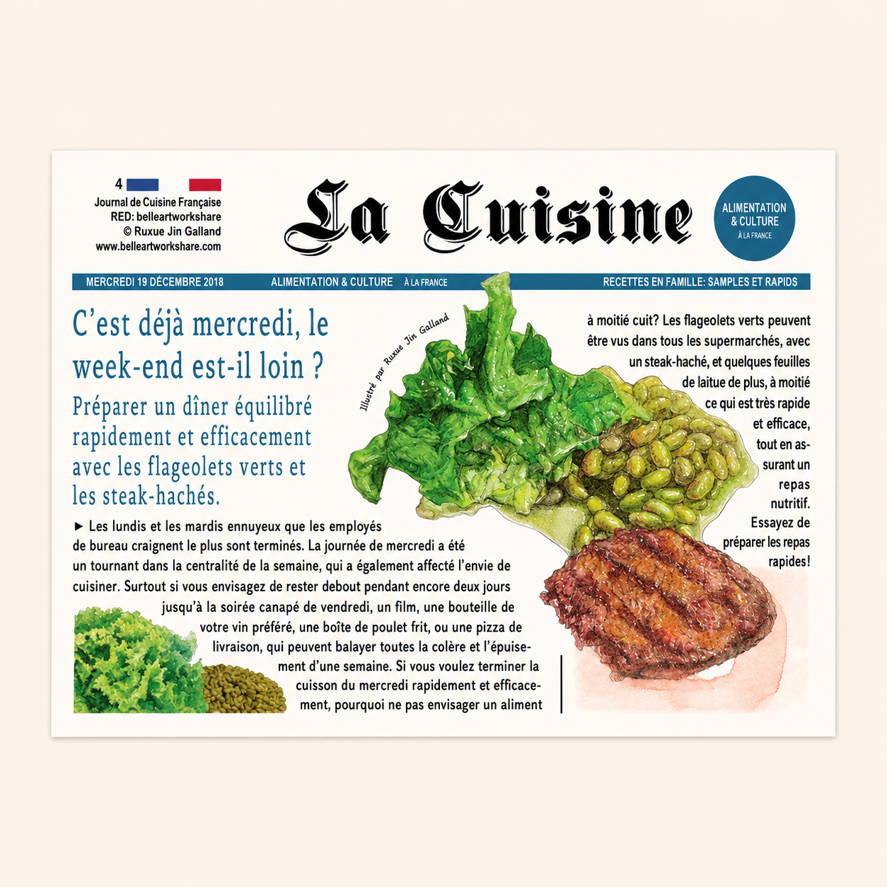 Carte postale par Belle Artwork - Journal des gourmandises françaises (1 pièce)