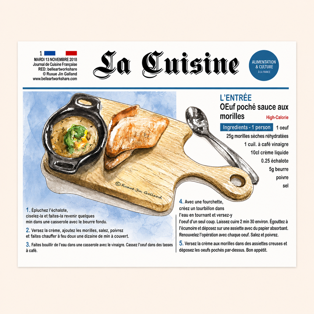 Carte postale par Belle Artwork - Journal des gourmandises françaises (1 pièce)