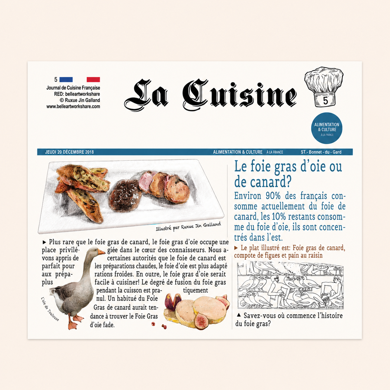Carte postale par Belle Artwork - Journal des gourmandises françaises (1 pièce)