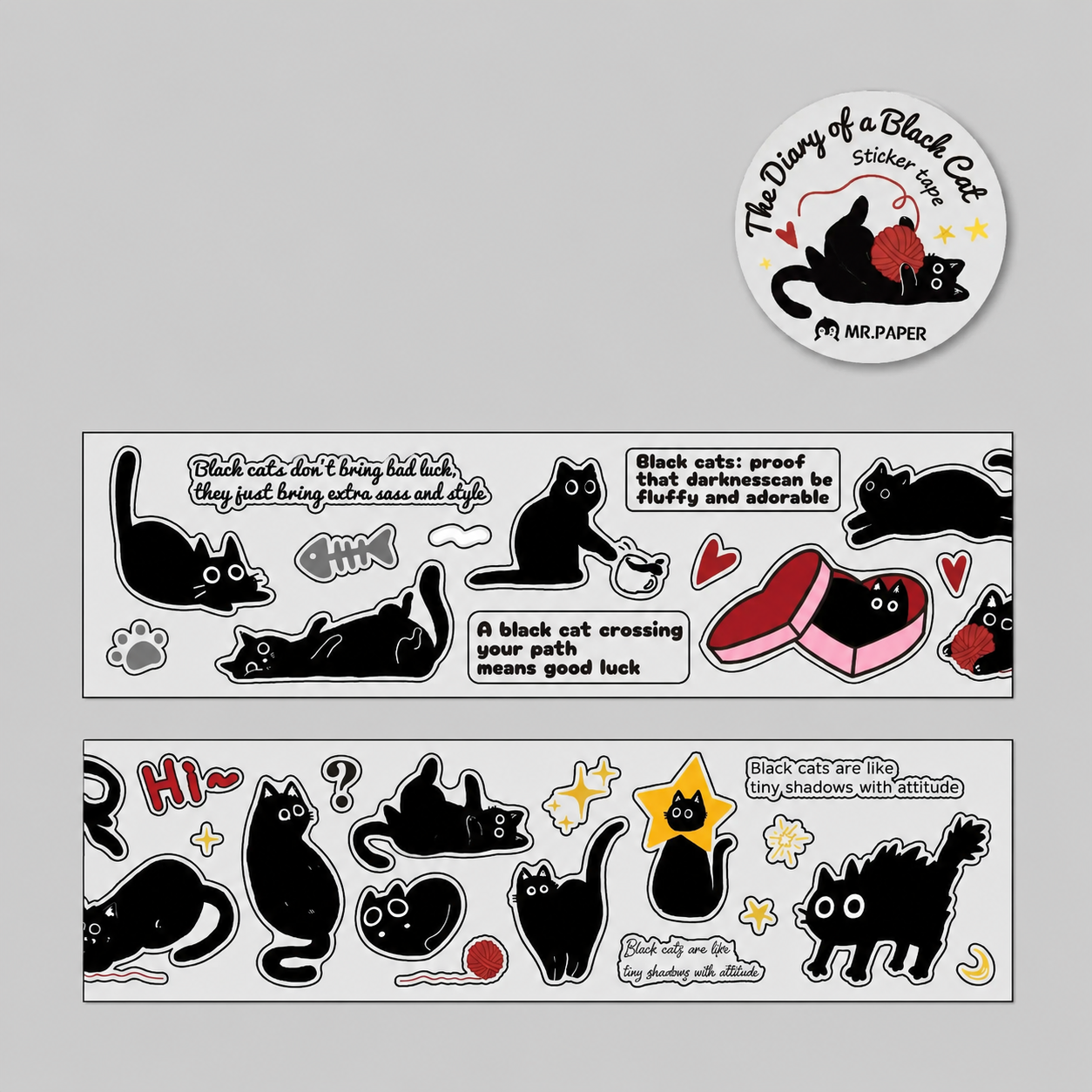 Ruban adhésif décoratif en PVC – Motifs chats et chiens, style cartoon