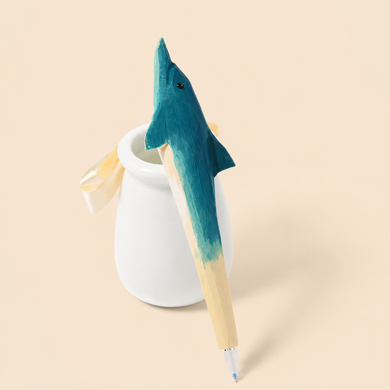 Stylo en bois sculpté à la main – Animaux cartoon mignons