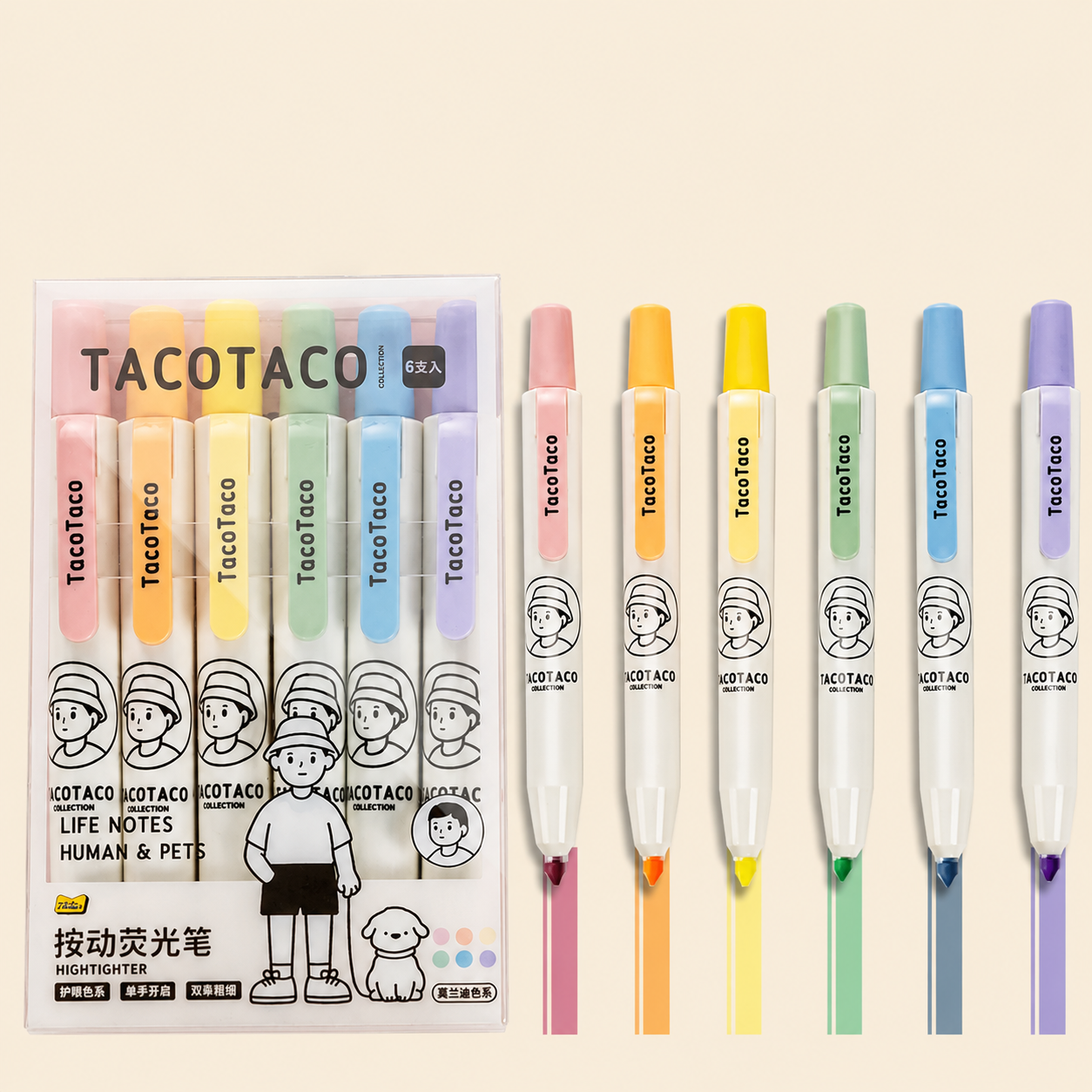 Lot de 6 surligneurs – TacoTaco
