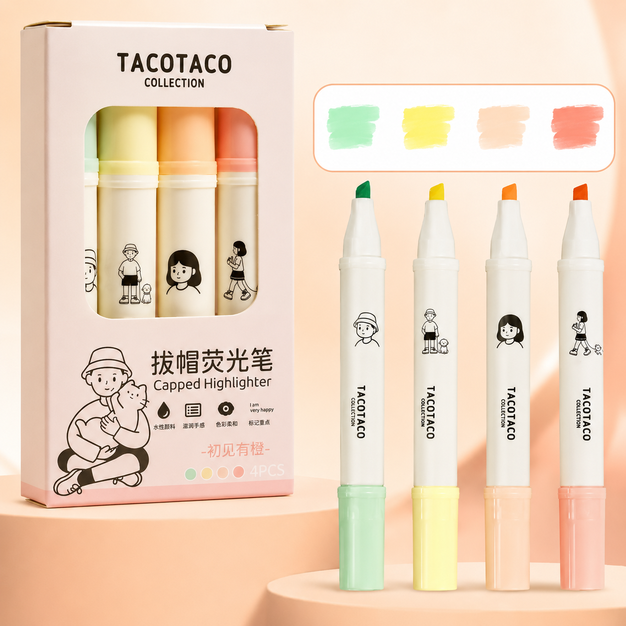 Lot de 4 surligneurs – TacoTaco