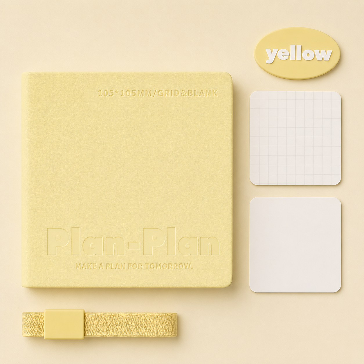 Carnet carré Planwith – Pages vierges et quadrillées, ouverture à plat