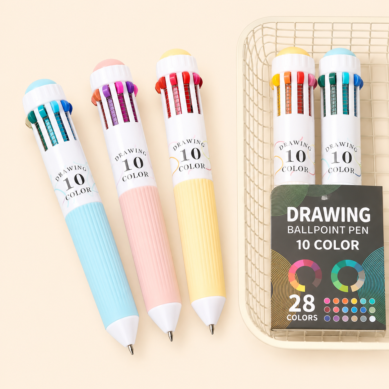 Stylo bille multicolore 10 couleurs en 1 – Pointe 0,8 mm