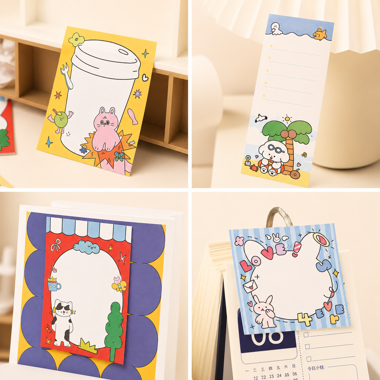 Post-it - Animaux cartoon créatifs – Notes mémo sans adhésif