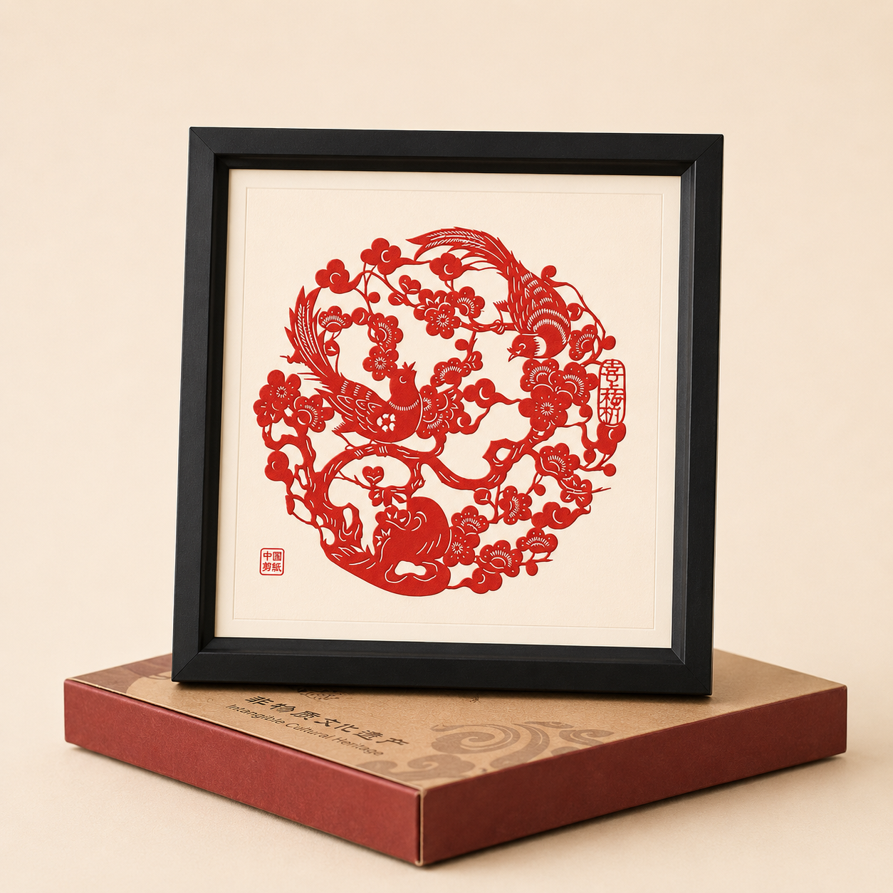 Décoration en papier découpé – cadeau artisanal de style chinois traditionnel
