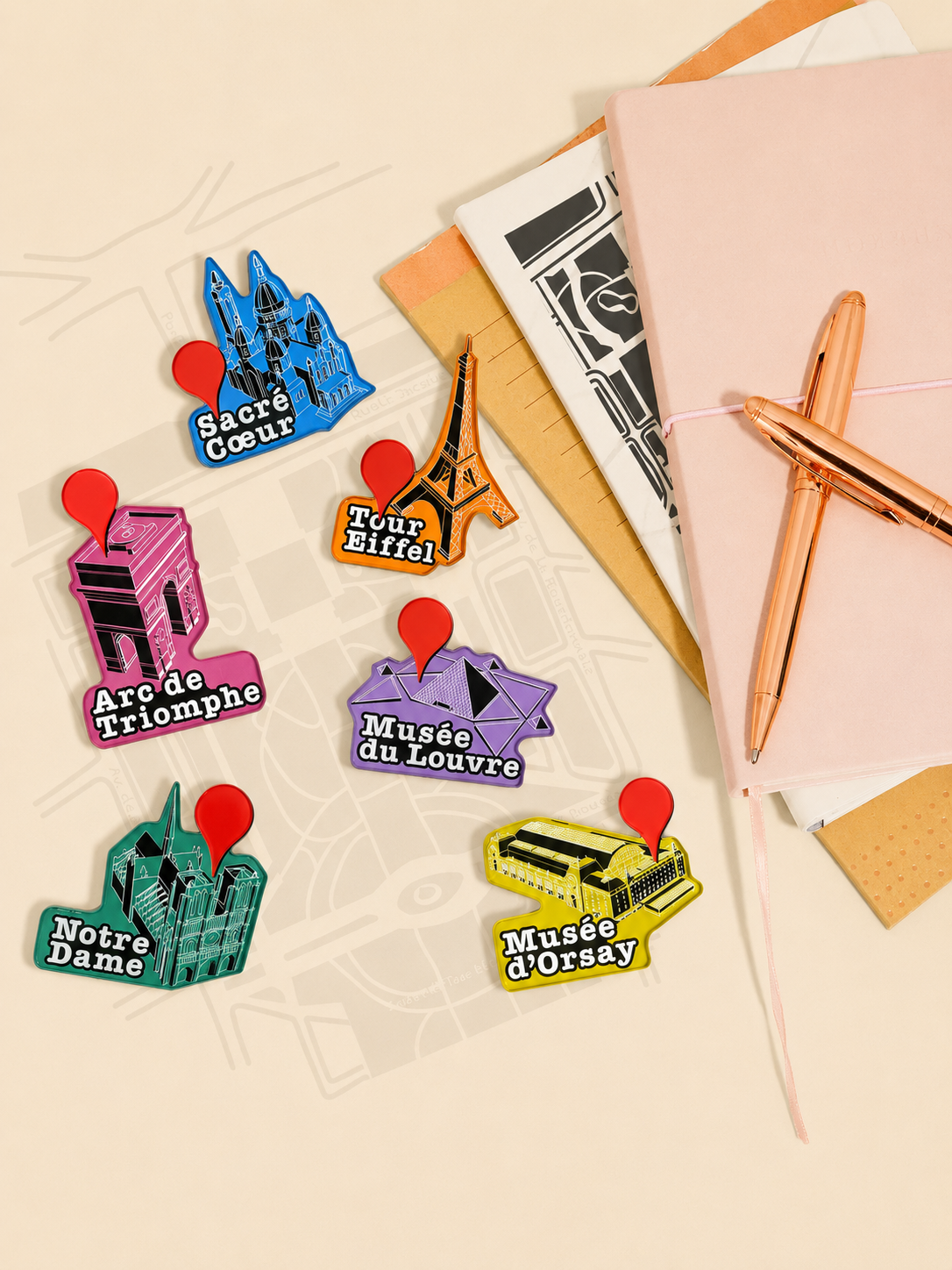 Magnet de réfrigérateur – monuments de Paris, série Olympique, création de Bazahei