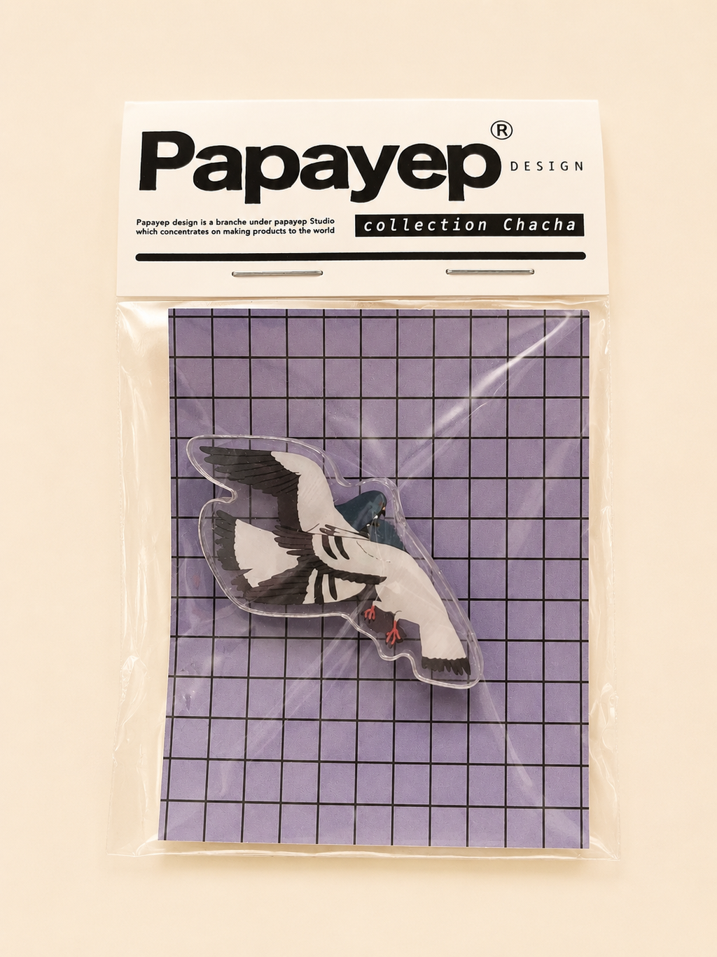 Broche “Papayep” – pigeon artistique « Le bon moment »