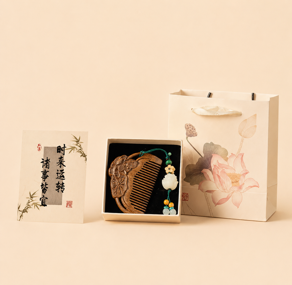 Brosses à cheveux en bois – coffret style traditionnel chinois