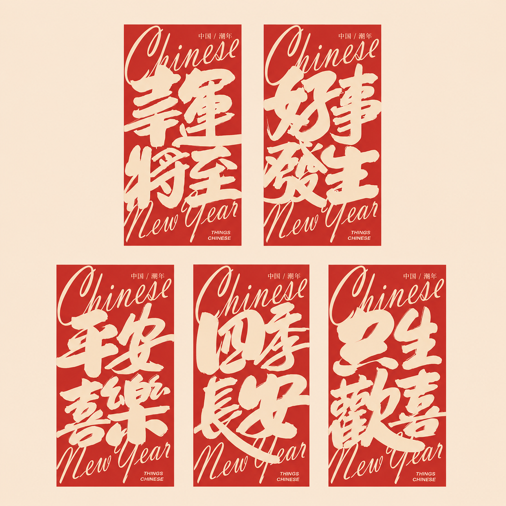 Enveloppes rouges du Nouvel An – création originale “Quatre symboles”