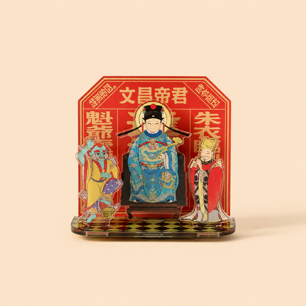 Magnet de réfrigérateur – “Quatre symboles”, Zhao Gongming (dieu de la richesse) & Wen Chang (réussite aux examens)