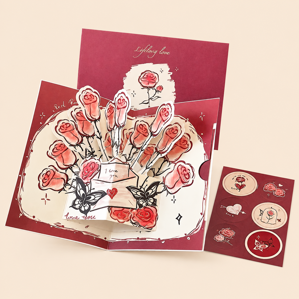 Carte de vœux 3D – bouquet de roses