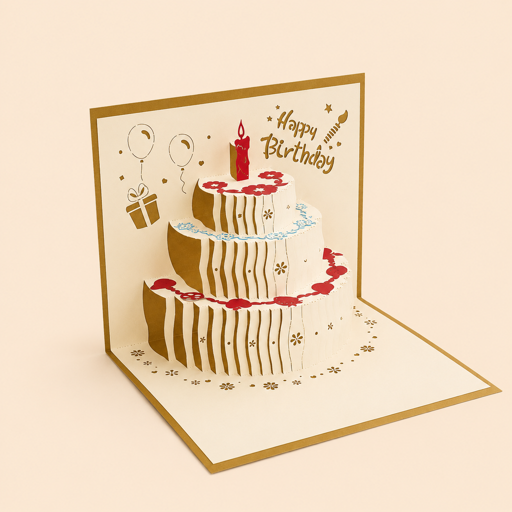 Carte de vœux 3D – gâteau d’anniversaire