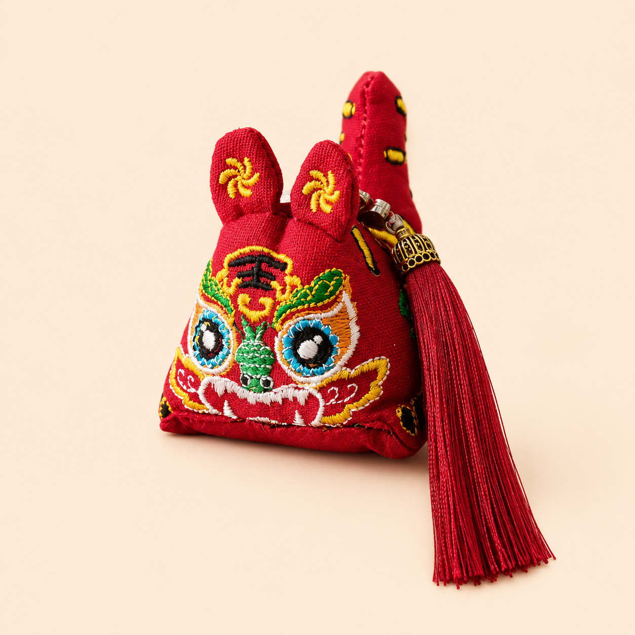 Pendentif parfumé – sachet porte-bonheur tigre en broderie 3D