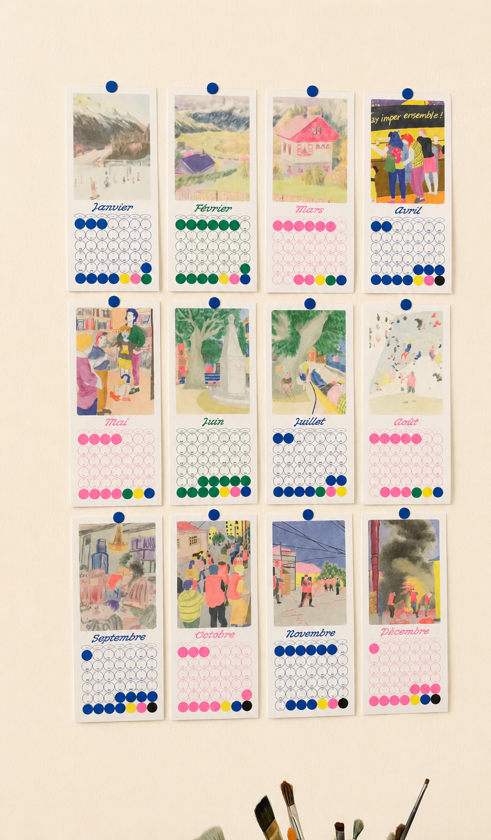 Calendrier 2026 – Chici, édition originale en risographie, Nouvel An