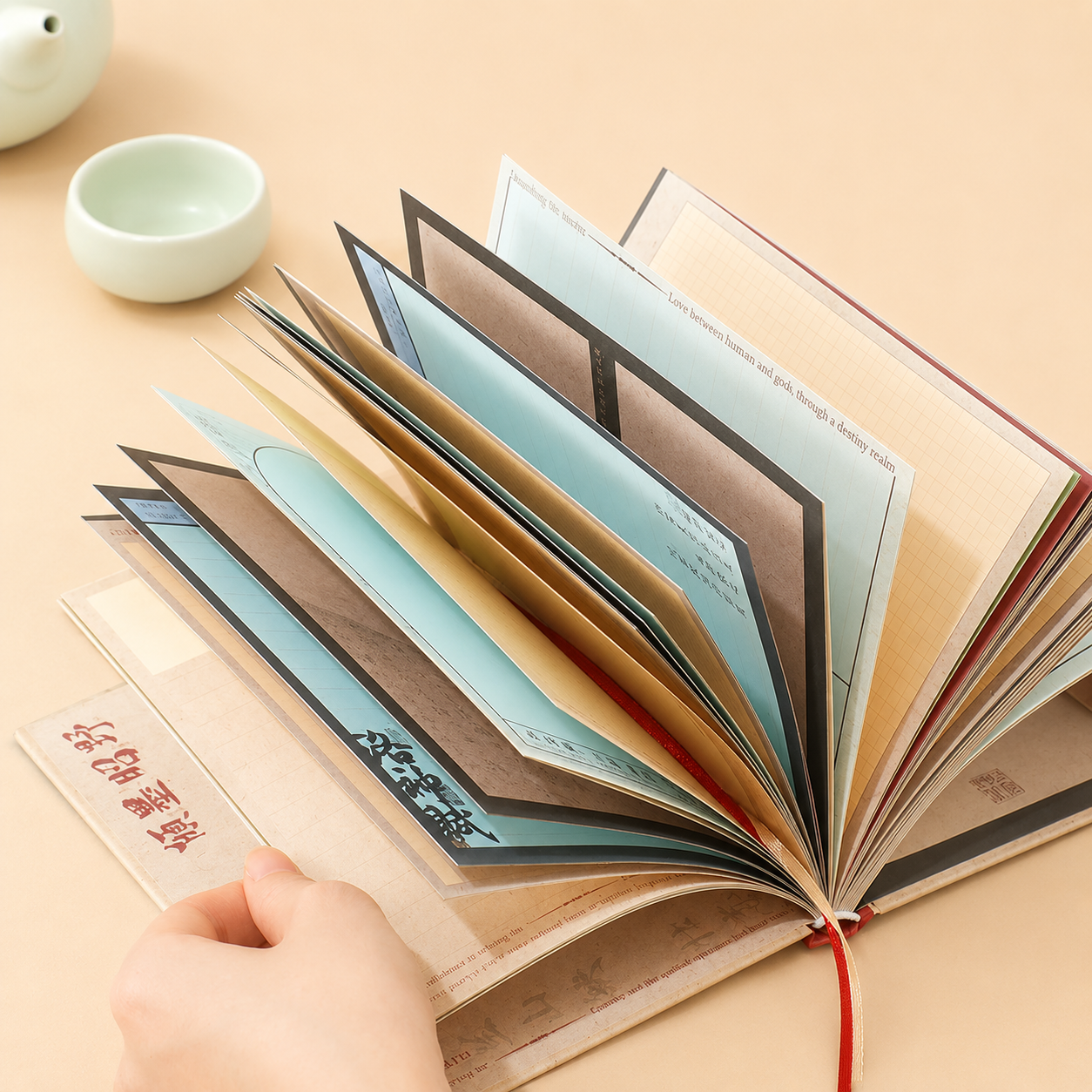 Carnet style chinois rétro – couverture rigide, 130 × 180 mm