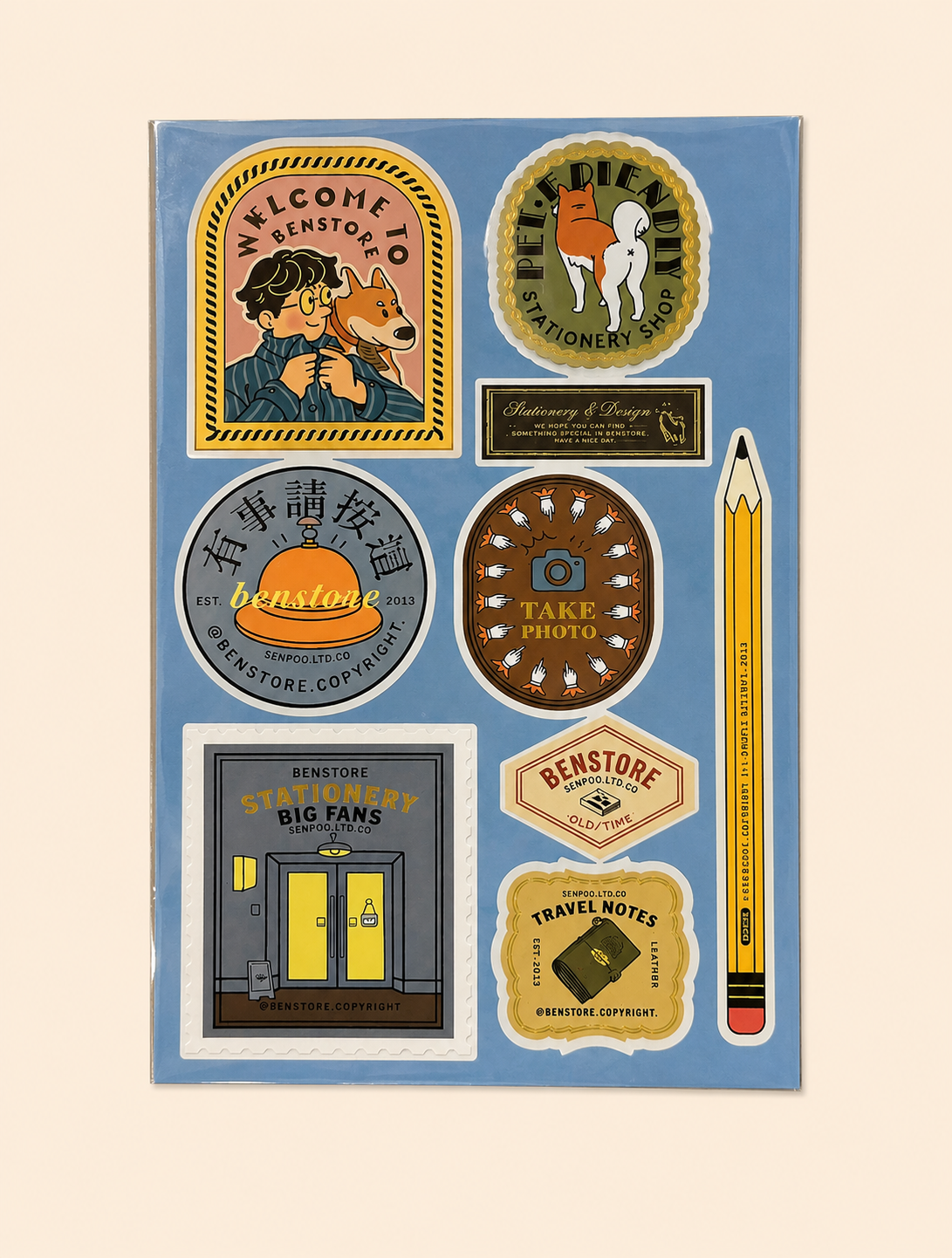 Lot de stickers par BENSTORE - rétro à thème limité, dorure à chaud