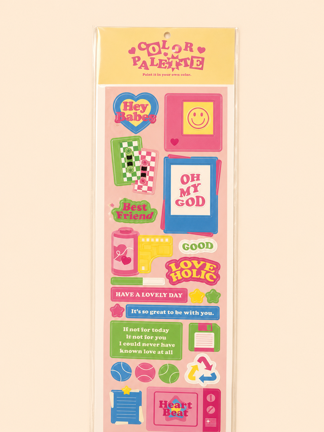 Lot de stickers – Petits animaux mignons style dopamine, effet holographique
